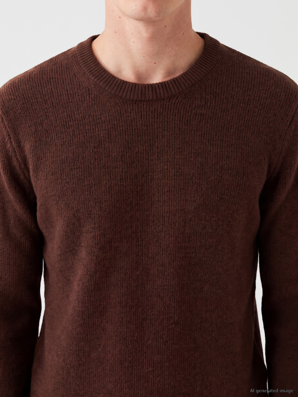 Pull-over En Maille Côtelée À Col Rond Pour Homme-3