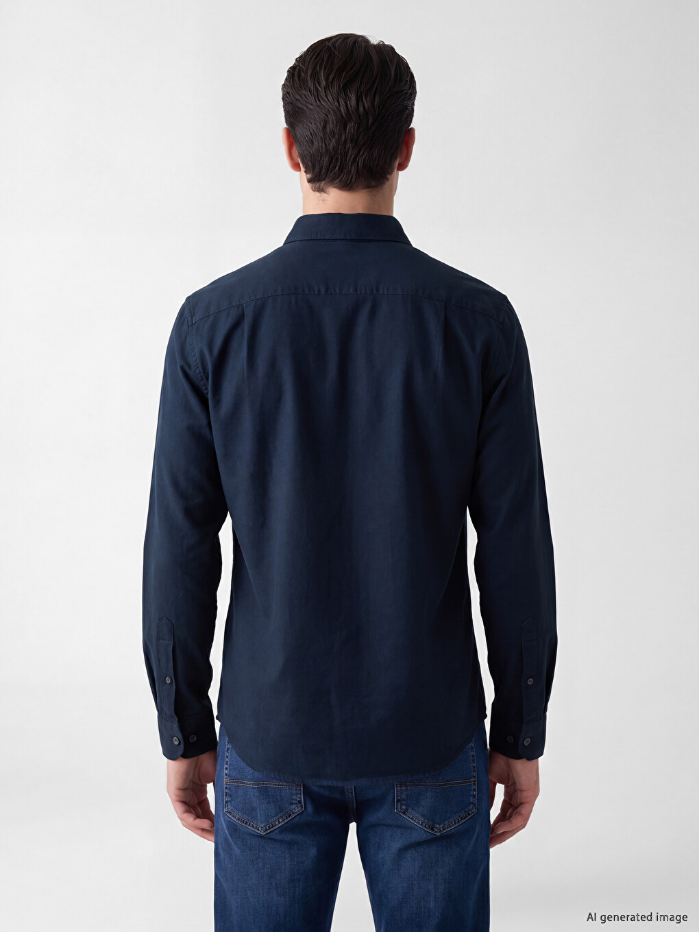 Lacivert Regular Fit Oxford Erkek Gömlek-2