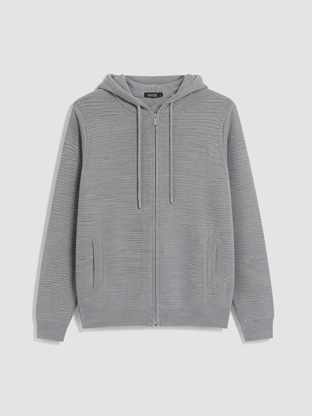 Gri Regular Fit Kapüşonlu Erkek Triko Hırka-4