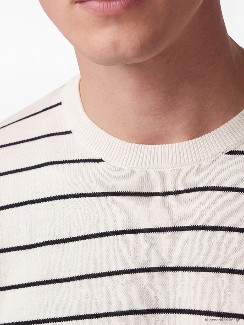 Crew Neck Striped Men's Knitwear T-shirt-2