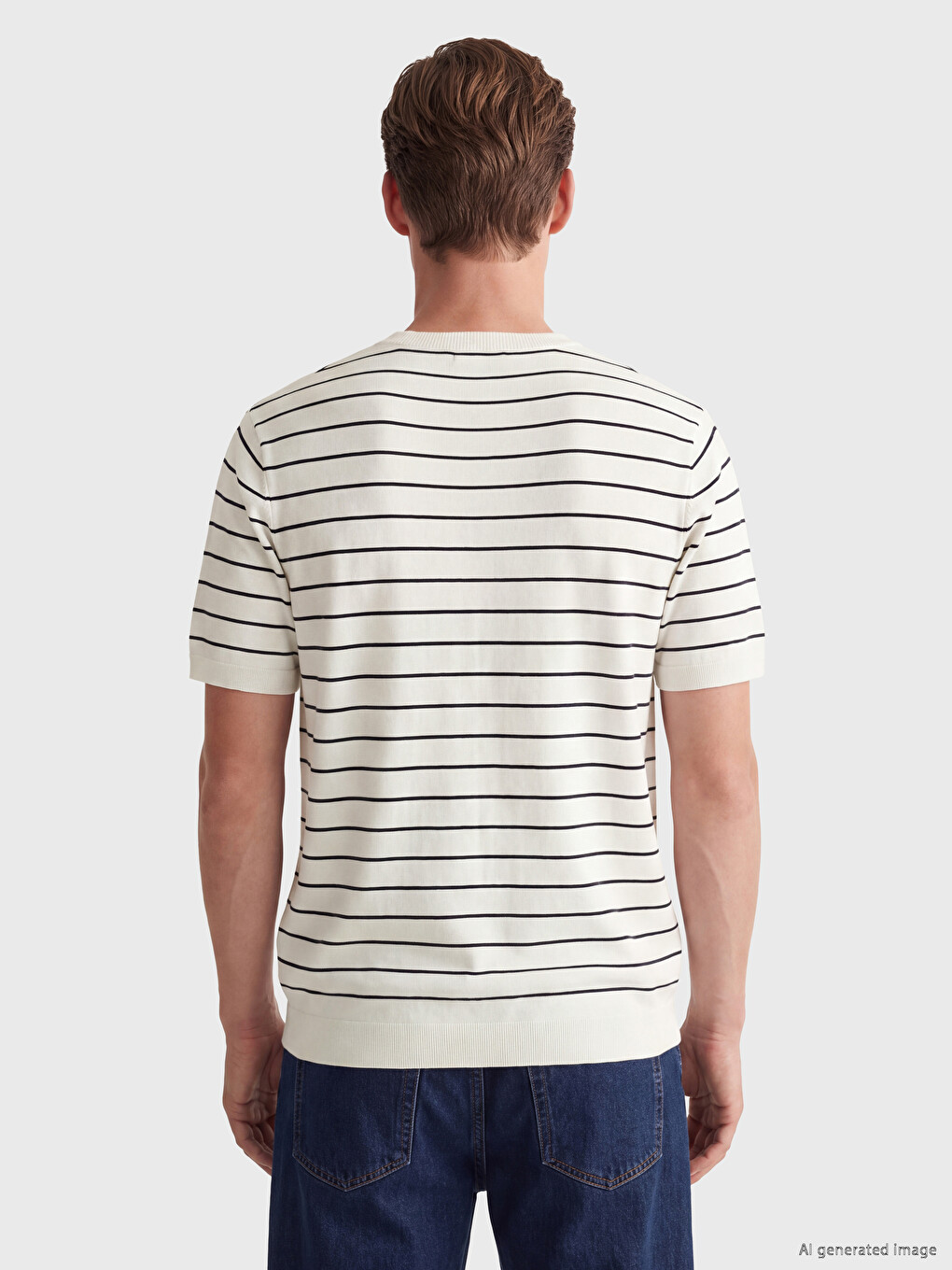 Crew Neck Striped Men's Knitwear T-shirt-3