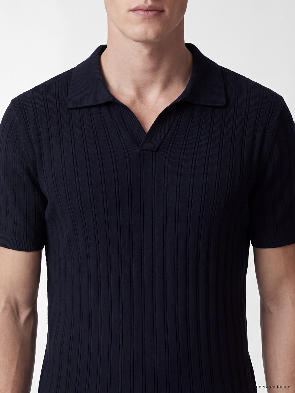 Polo Collar Ribbed Men's Knitwear T-shirt-2