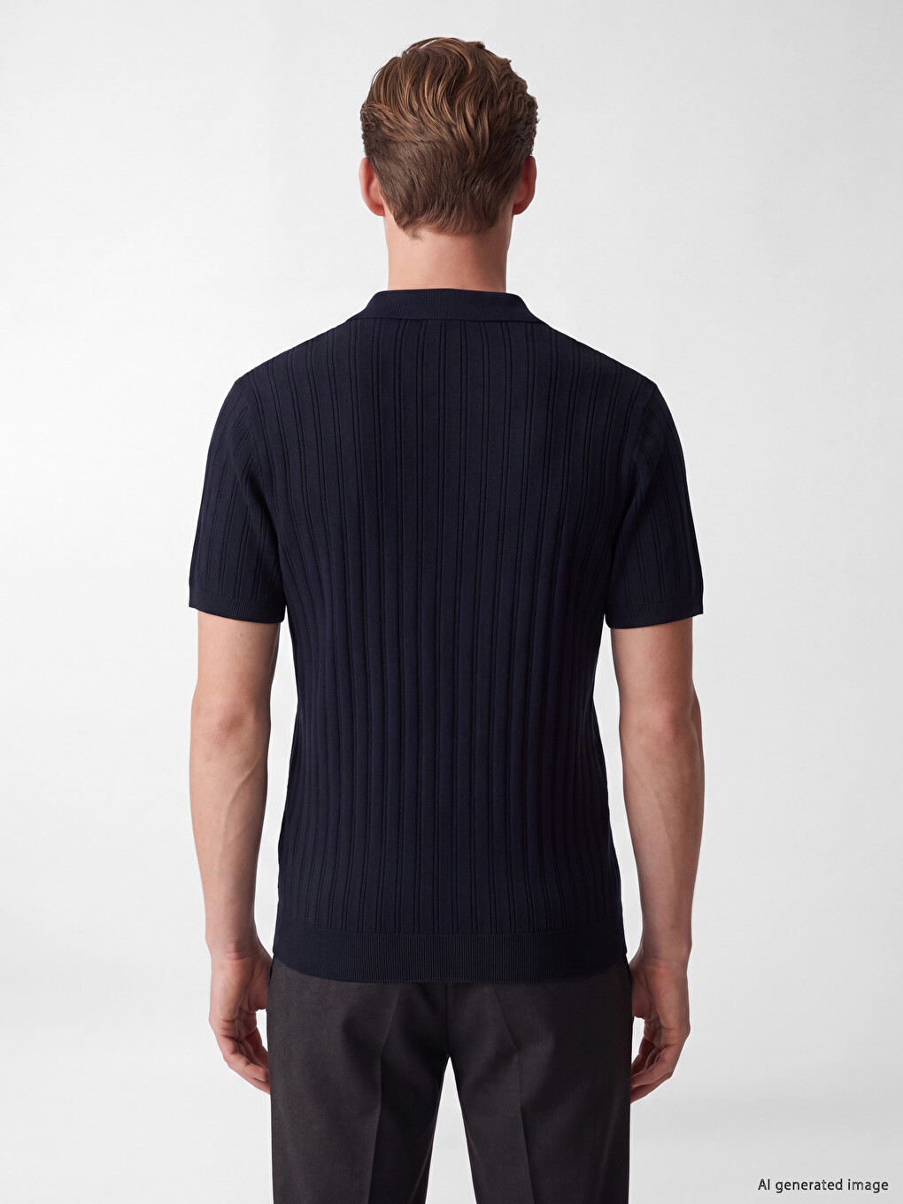 Polo Collar Ribbed Men's Knitwear T-shirt-3