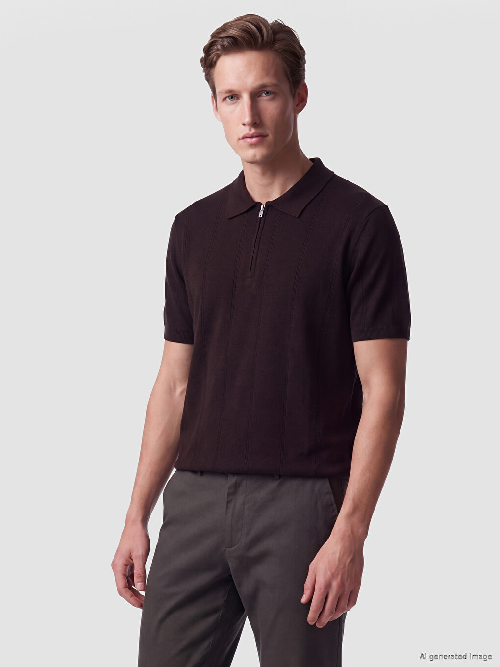 Bordo Polo Yaka Erkek Kazak