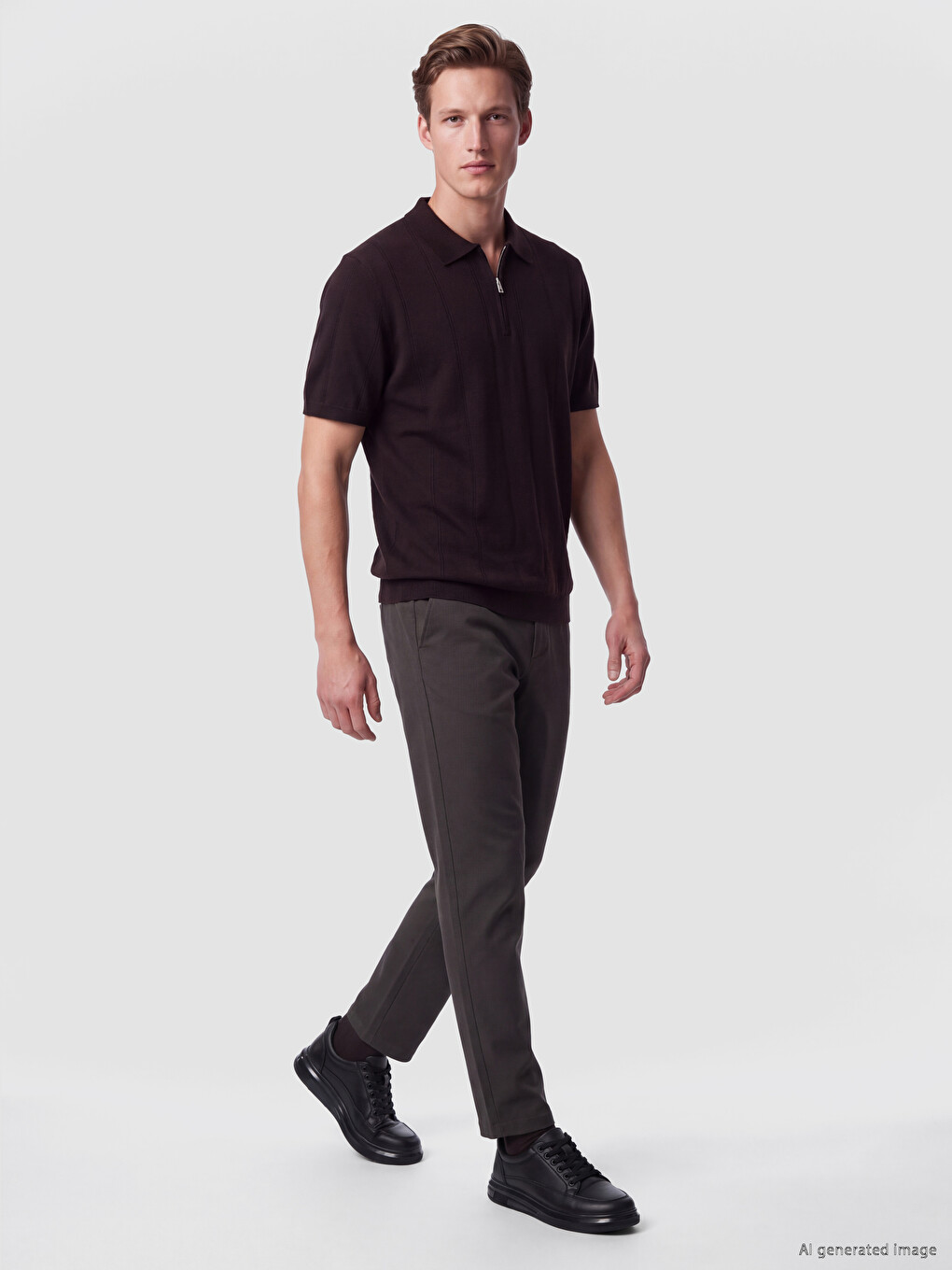 Bordo Polo Yaka Erkek Kazak-1