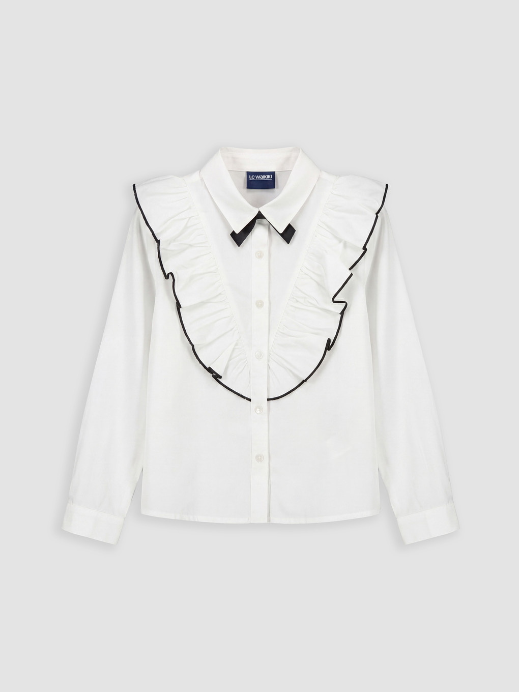 Ruffle And Bow Detailed Girls' Shirt