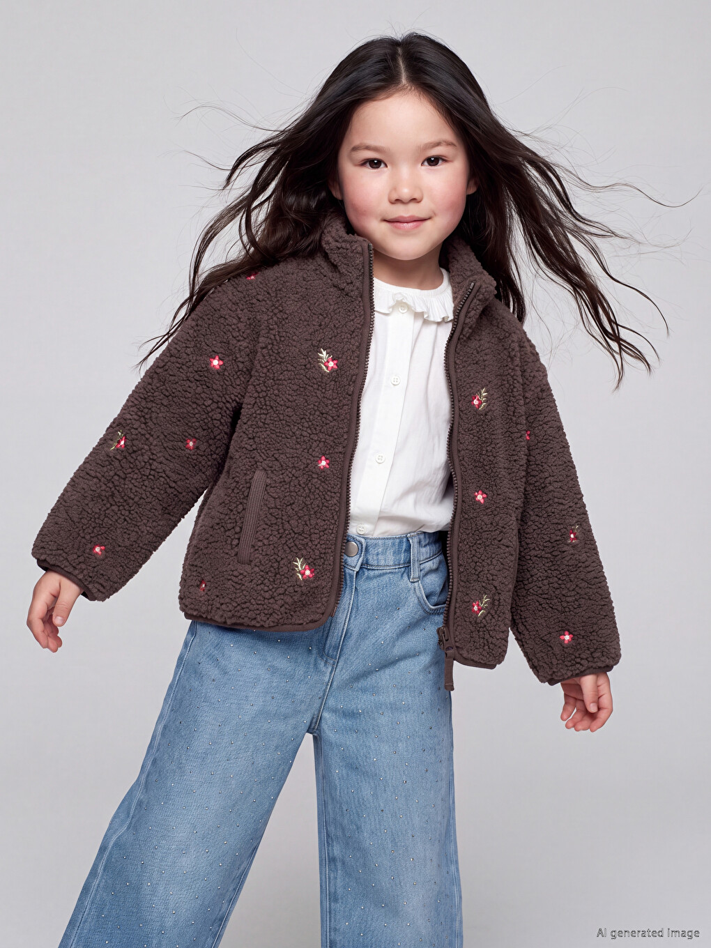  Grandad Collar Girls' Coat