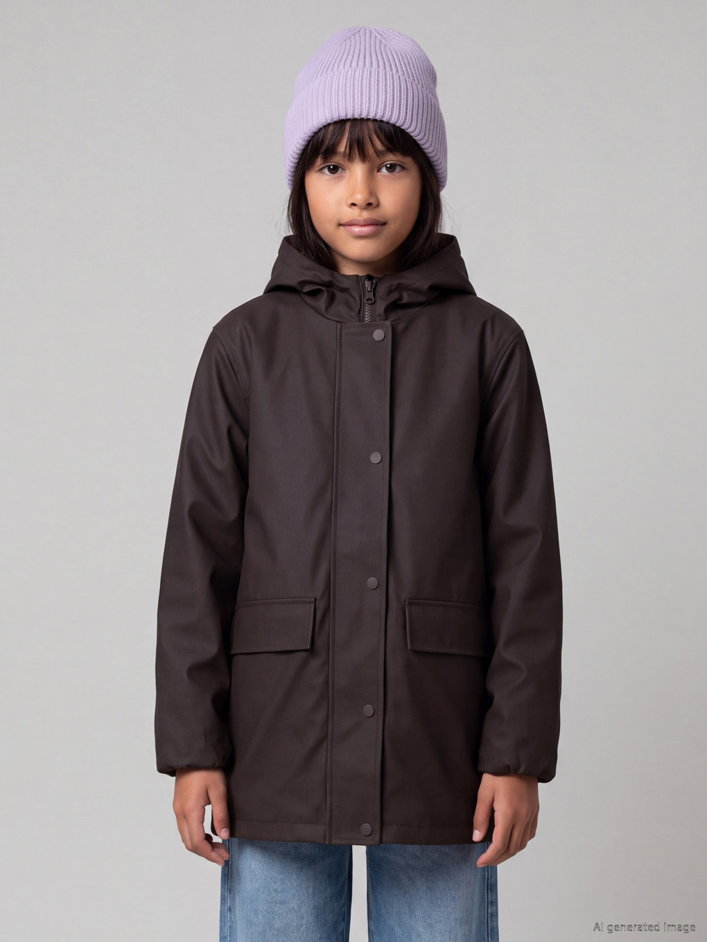  Inside Furred Hooded Girls' Parka Coat