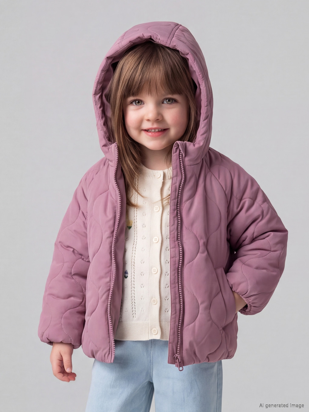  Hooded Quilted Baby Girls' Coat