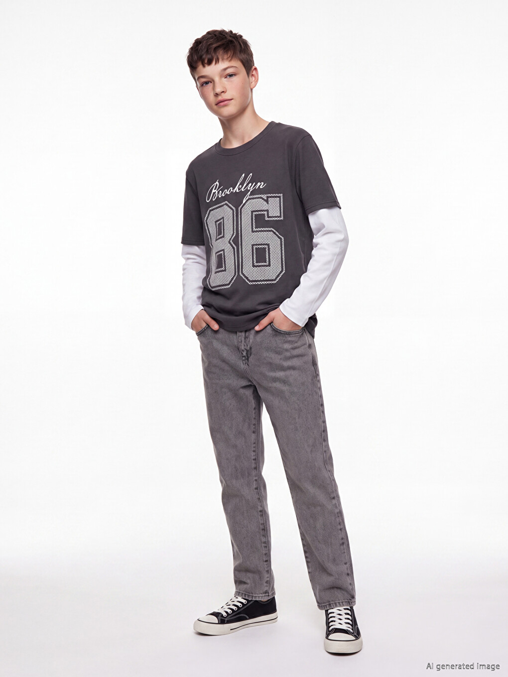 Gri Wideleg Erkek Çocuk Jean Pantolon