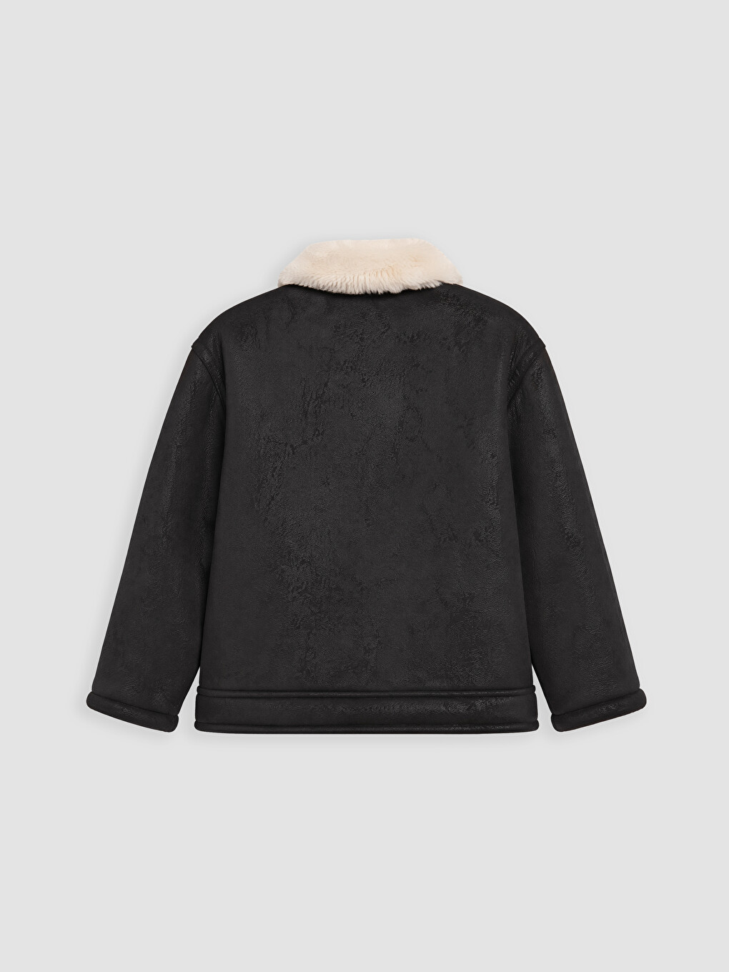 Boy Black Faux Leather Coat-2