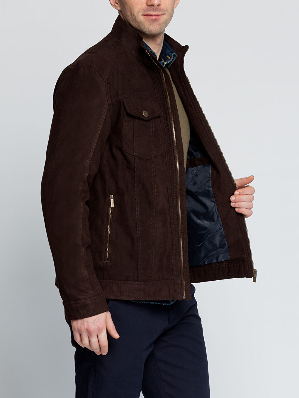 Kahverengi Deri Görünümlü Mont-1