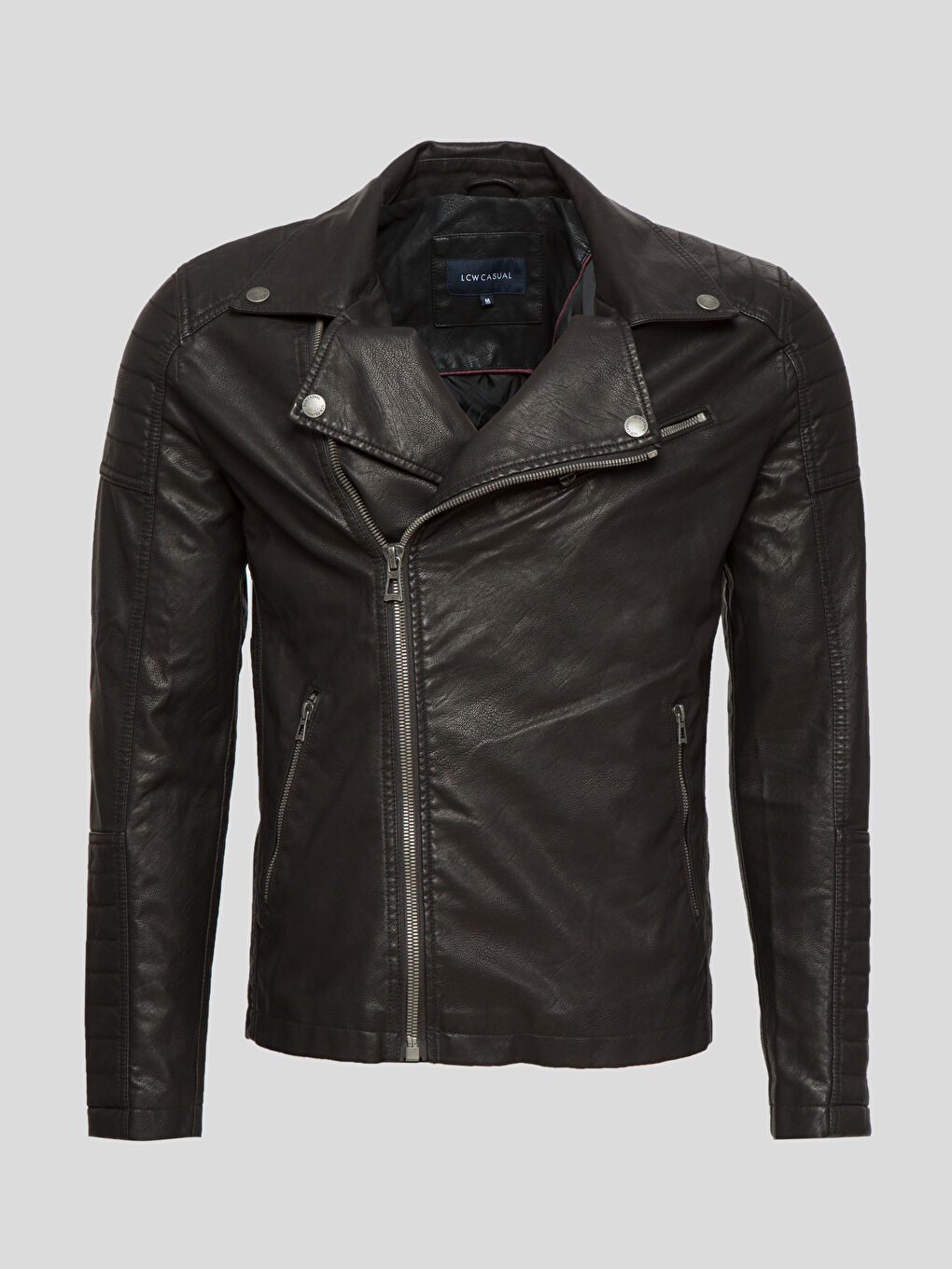 Yeni Siyah Deri Görünümlü Mont-4