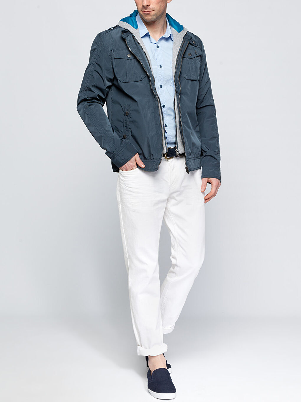 İndigo Kısa Dar İnce Mont-3