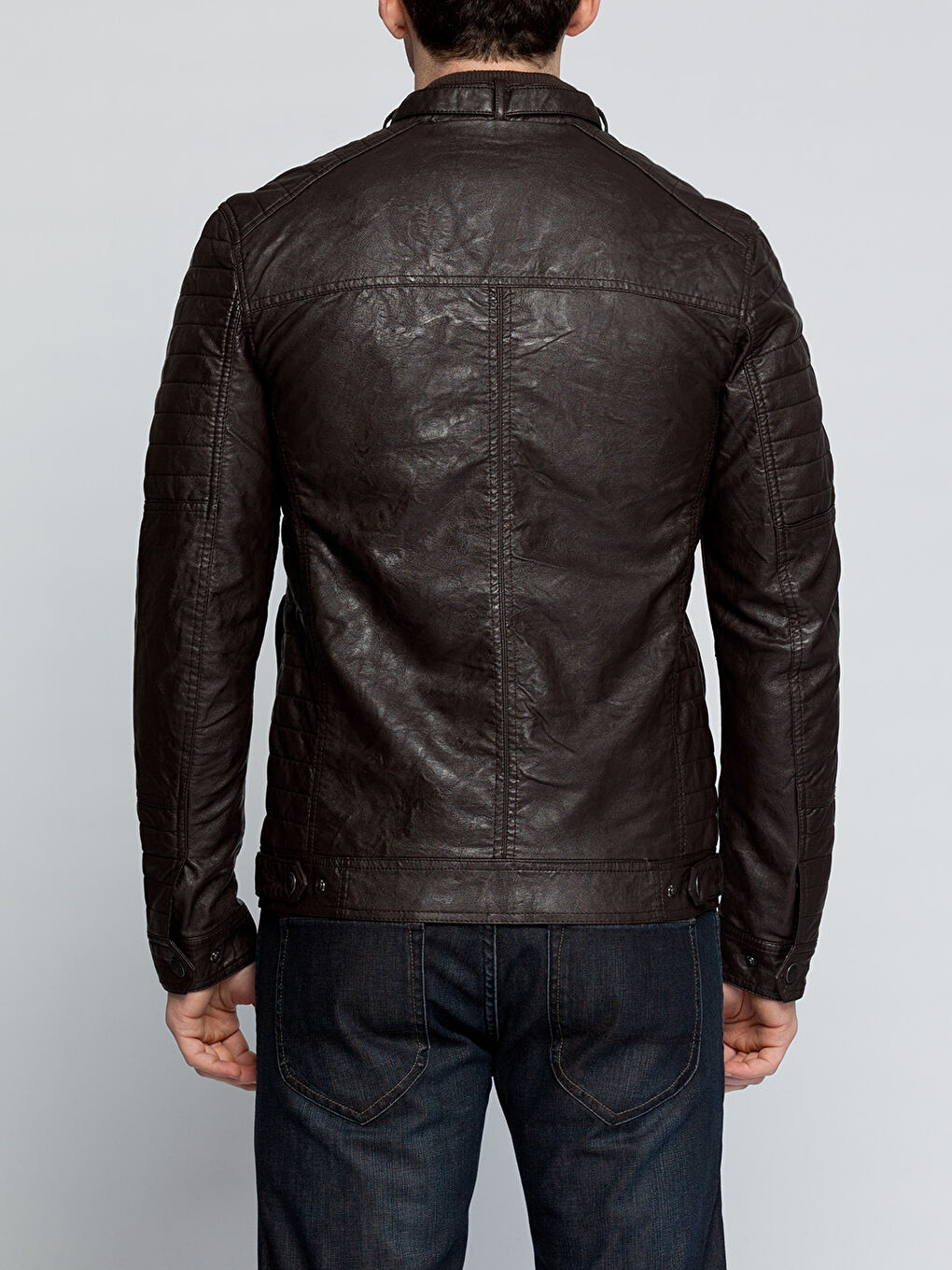 Kahverengi Deri Görünümlü Mont-2