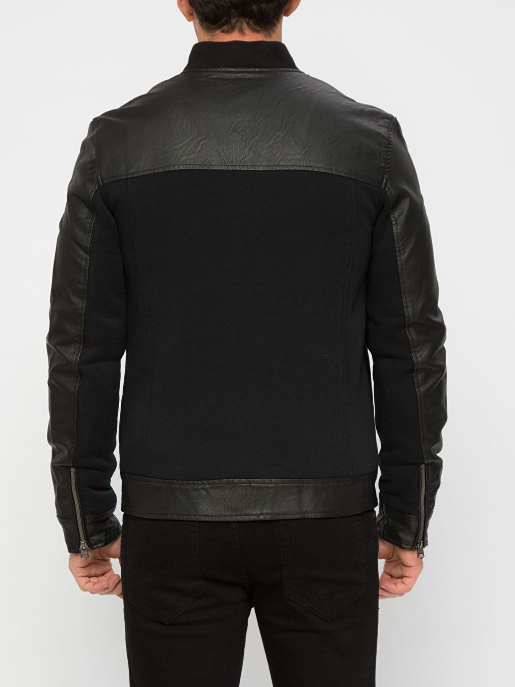 Yeni Siyah Deri Görünümlü Mont-2