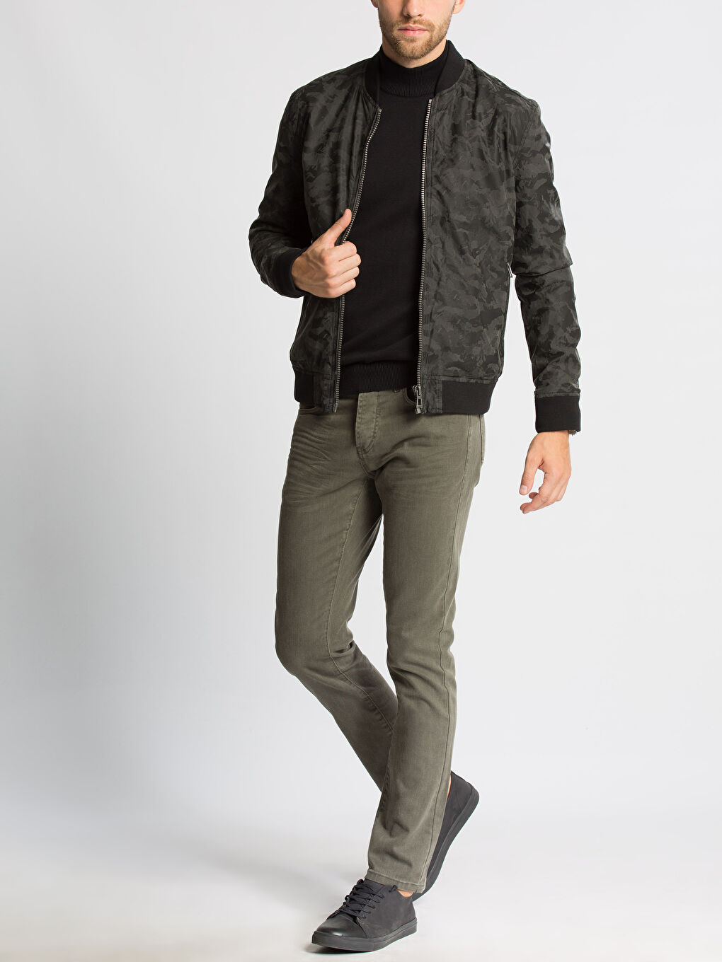 Lacivert-Açık Fuşya Deri Görünümlü Mont-3