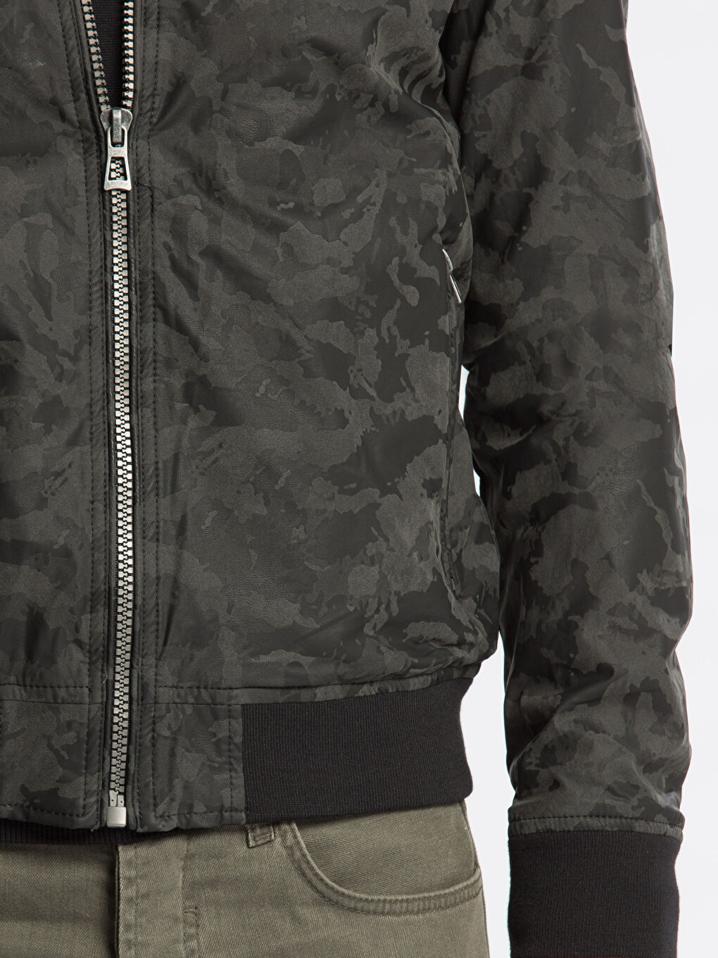 Lacivert-Açık Fuşya Deri Görünümlü Mont-4