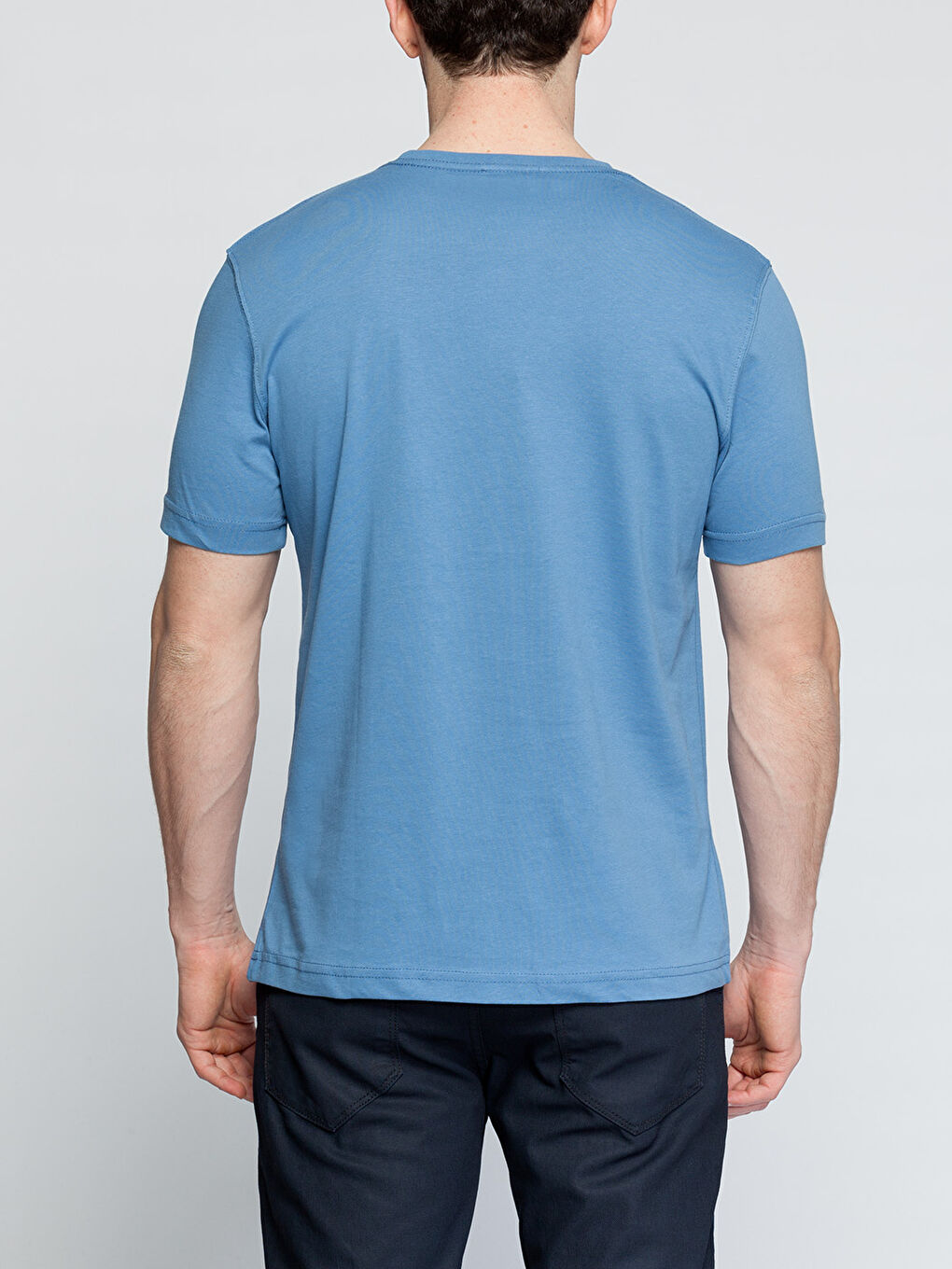 Mavi Bisiklet Yaka Basic Kısa Kollu Pamuklu Tişört-3
