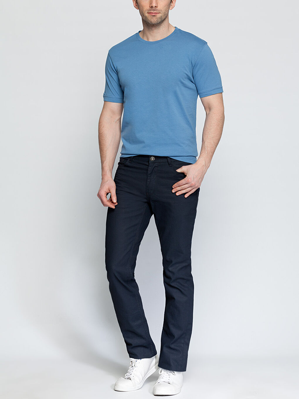 Mavi Bisiklet Yaka Basic Kısa Kollu Pamuklu Tişört-4