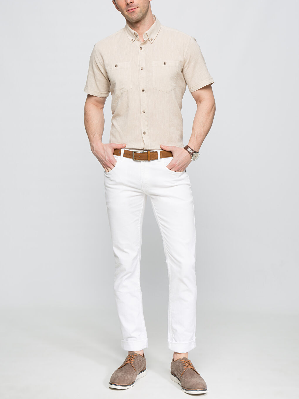 Chemise BEIGE Homme-2