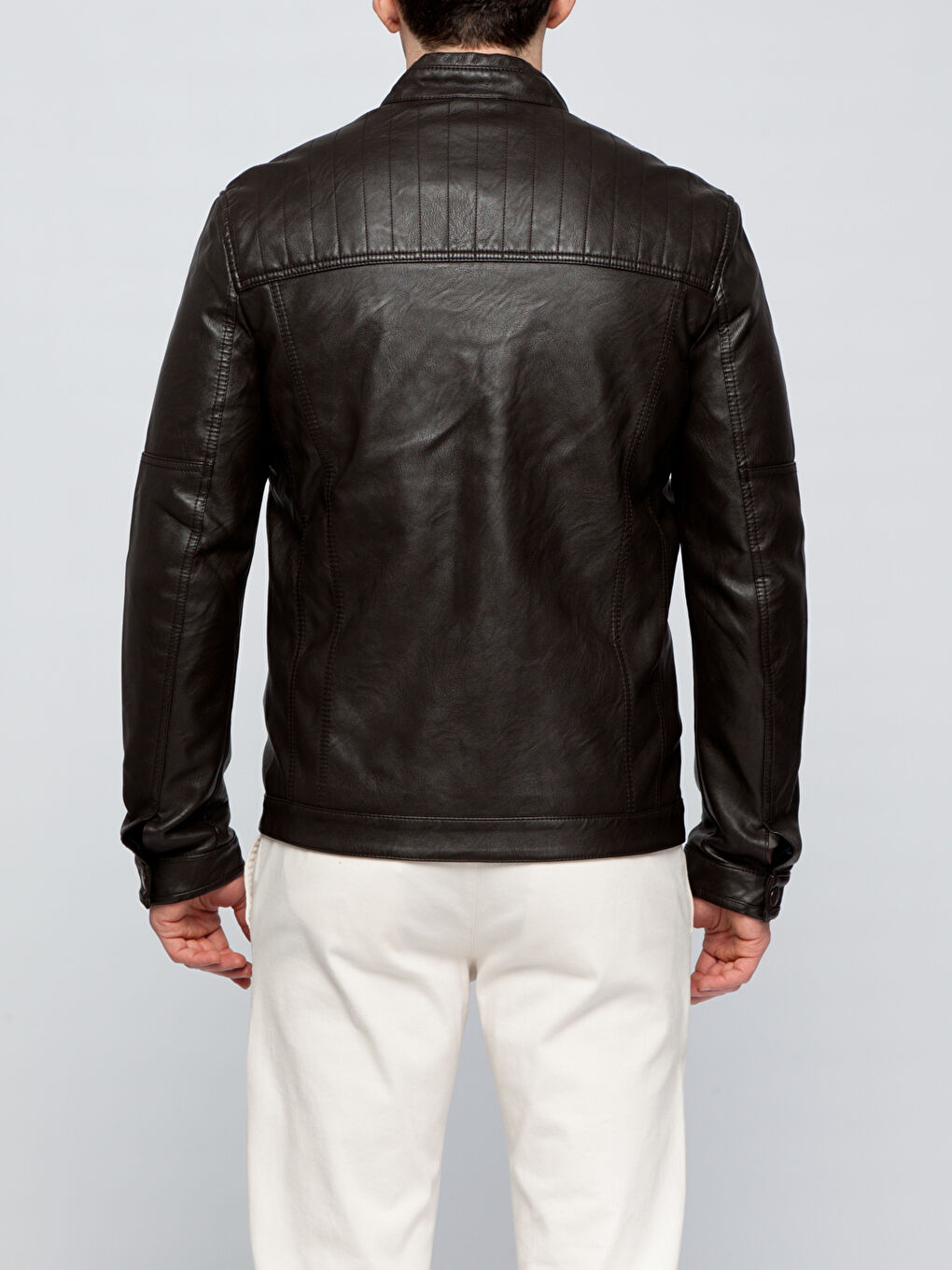 Kahverengi Deri Görünümlü Mont-1