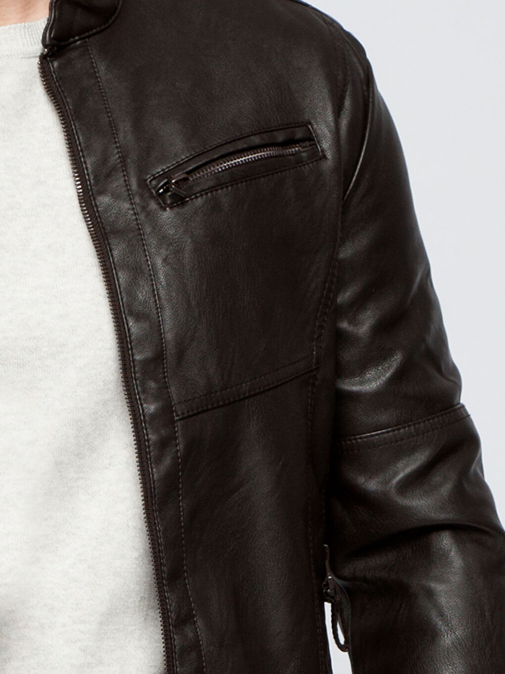 Kahverengi Deri Görünümlü Mont-3