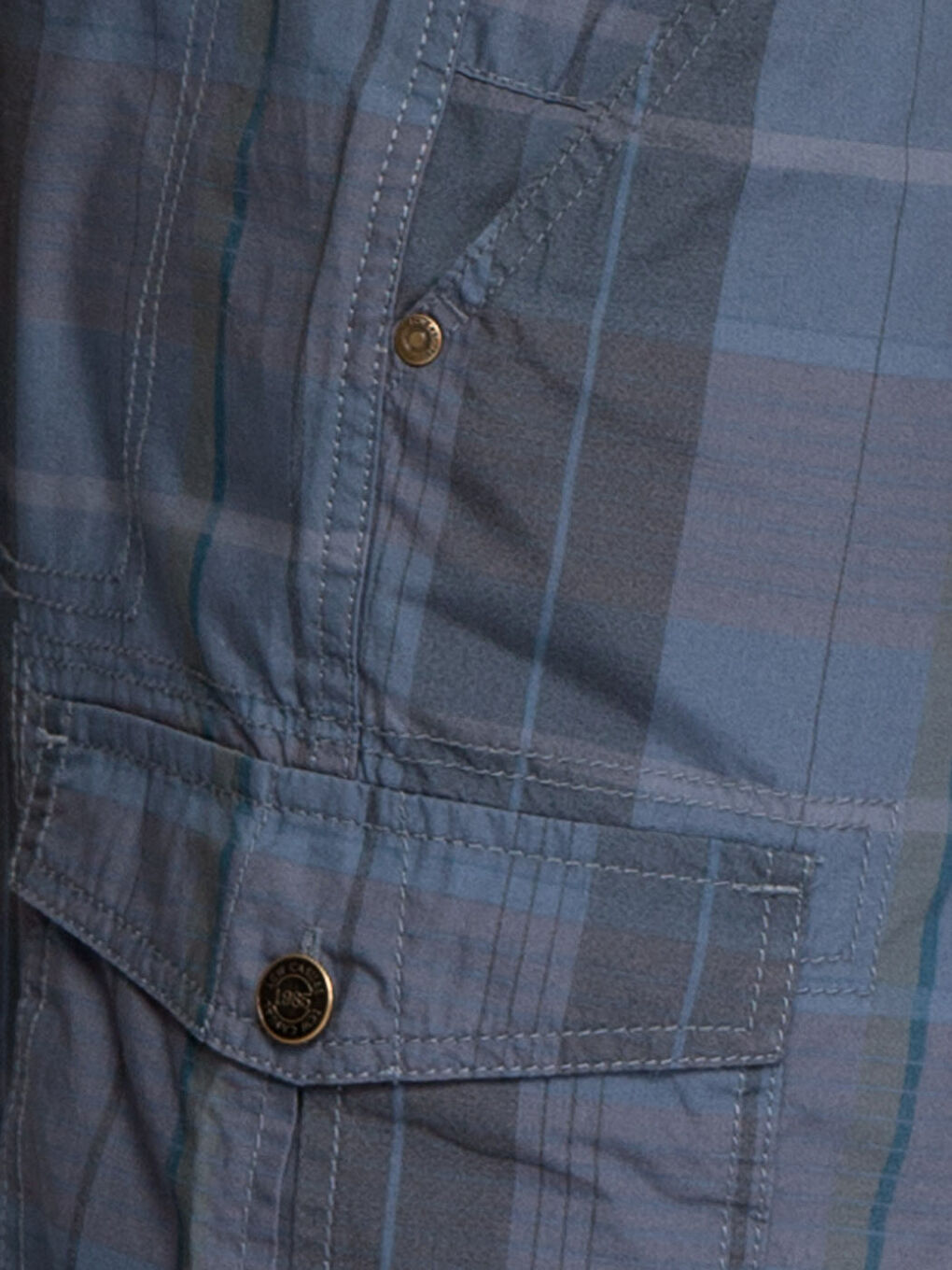 Mavi Ekose Kargo Şort-3