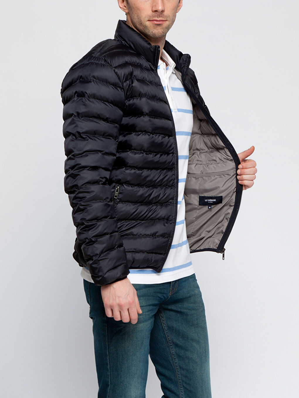 Lacivert Şişme Mont-1