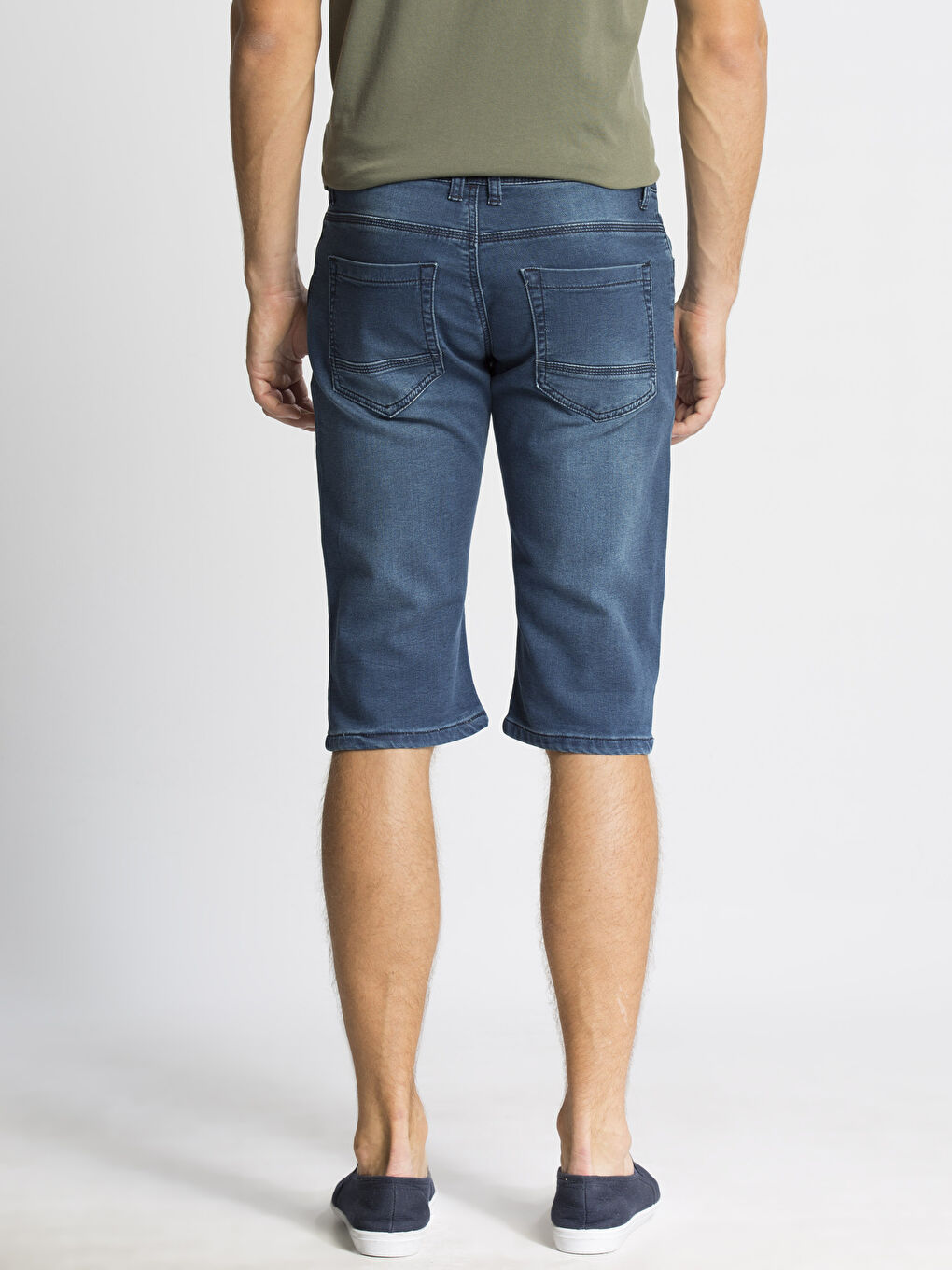 Orta İndigo Rodeo Jean Şort-1