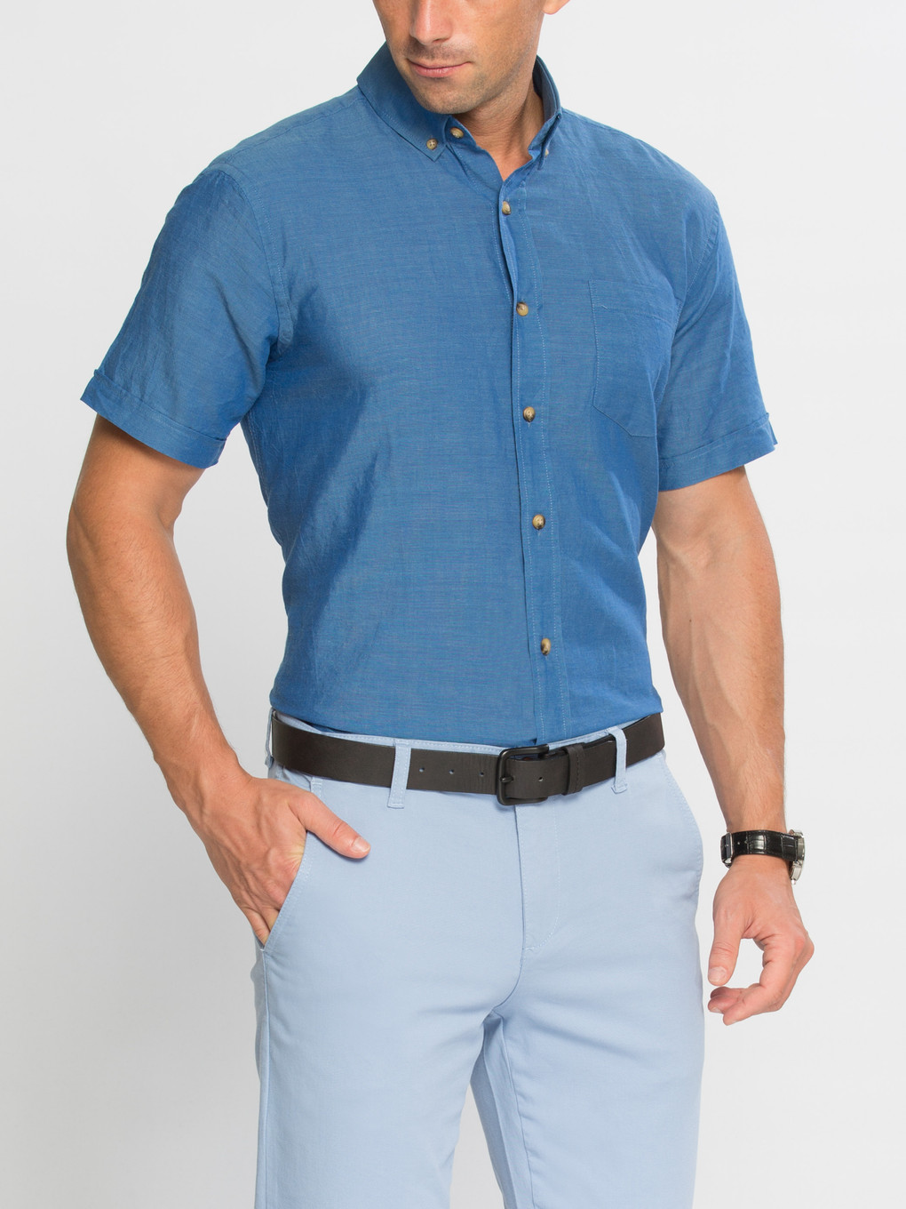 Lacivert Regular Fit Kısa Kollu Erkek Gömlek