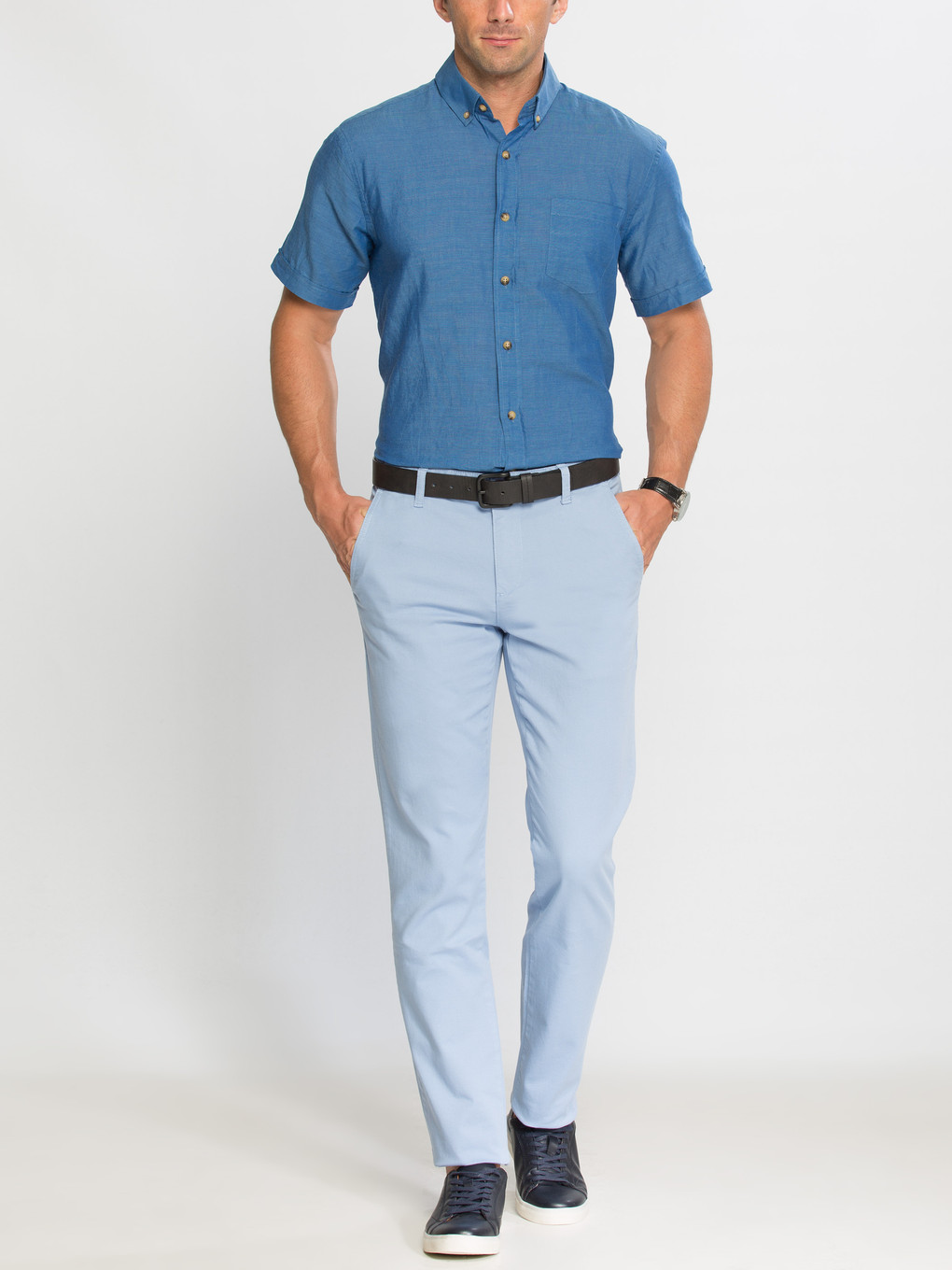 Lacivert Regular Fit Kısa Kollu Erkek Gömlek-2