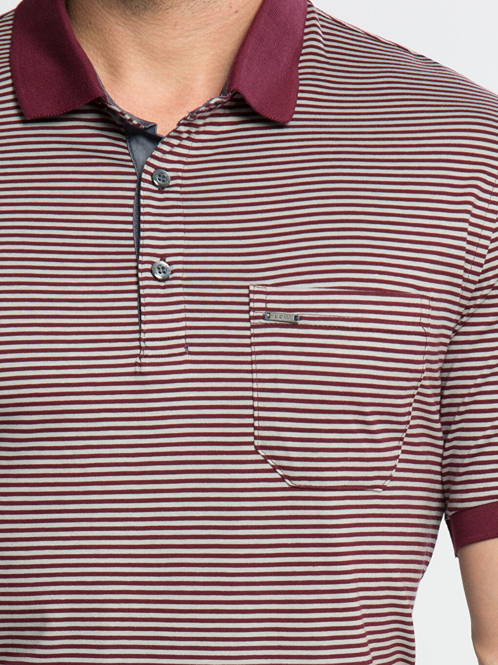 Bordo Çizgili Tişört-3