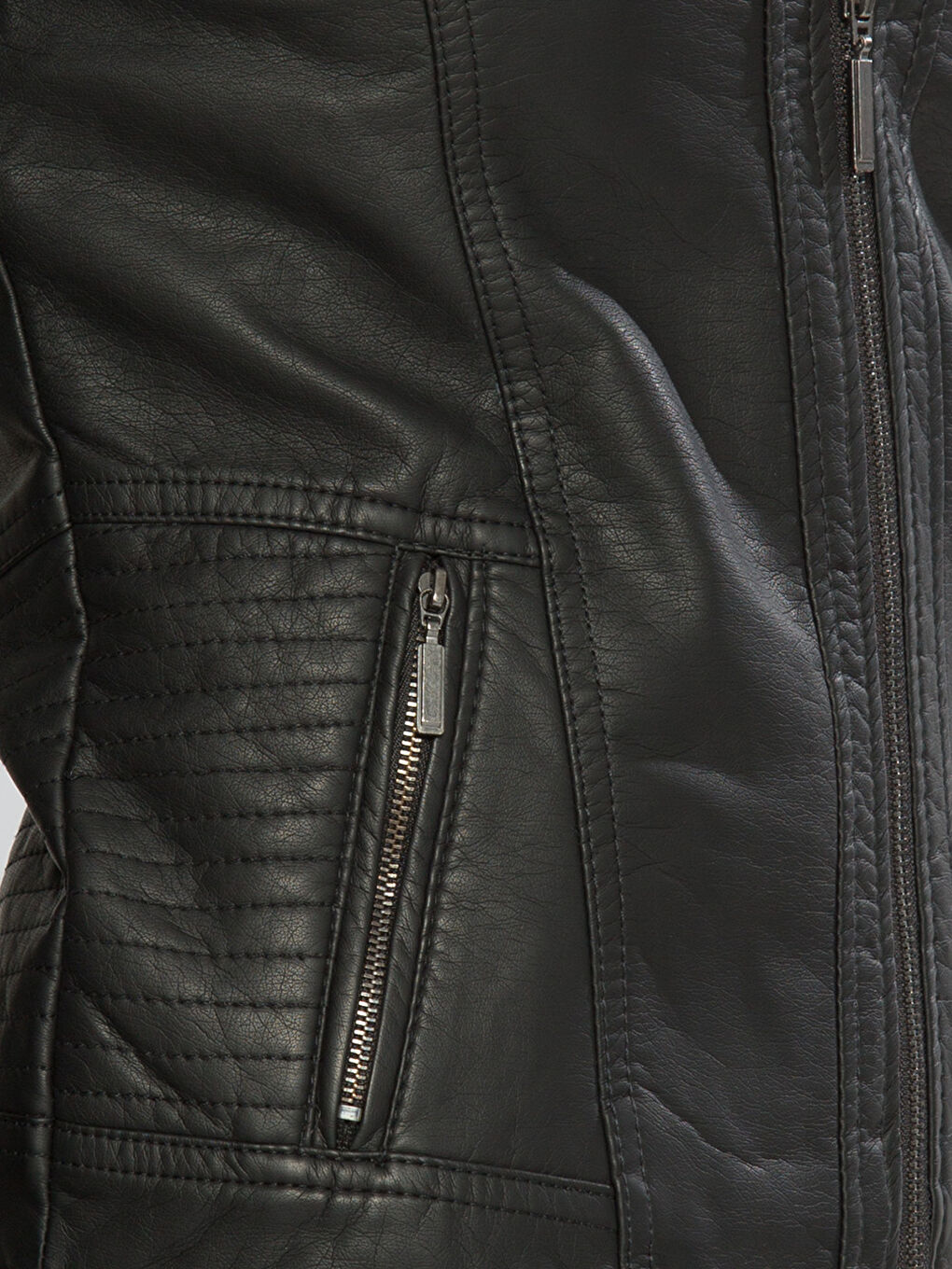 Yeni Siyah Deri Görünümlü Mont-3