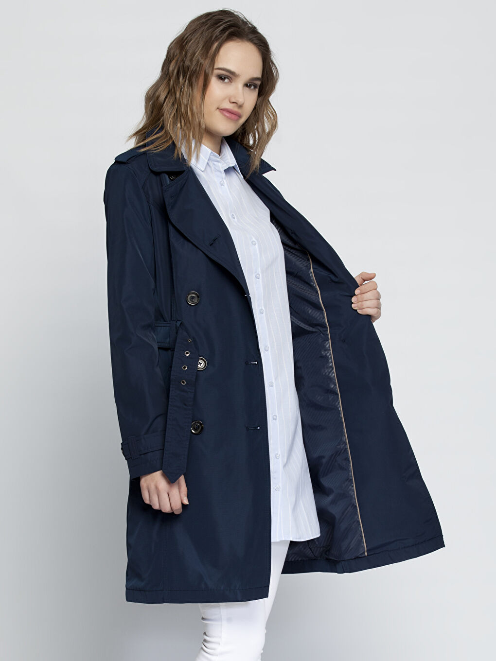 معطف المطر أزرق نساء-1