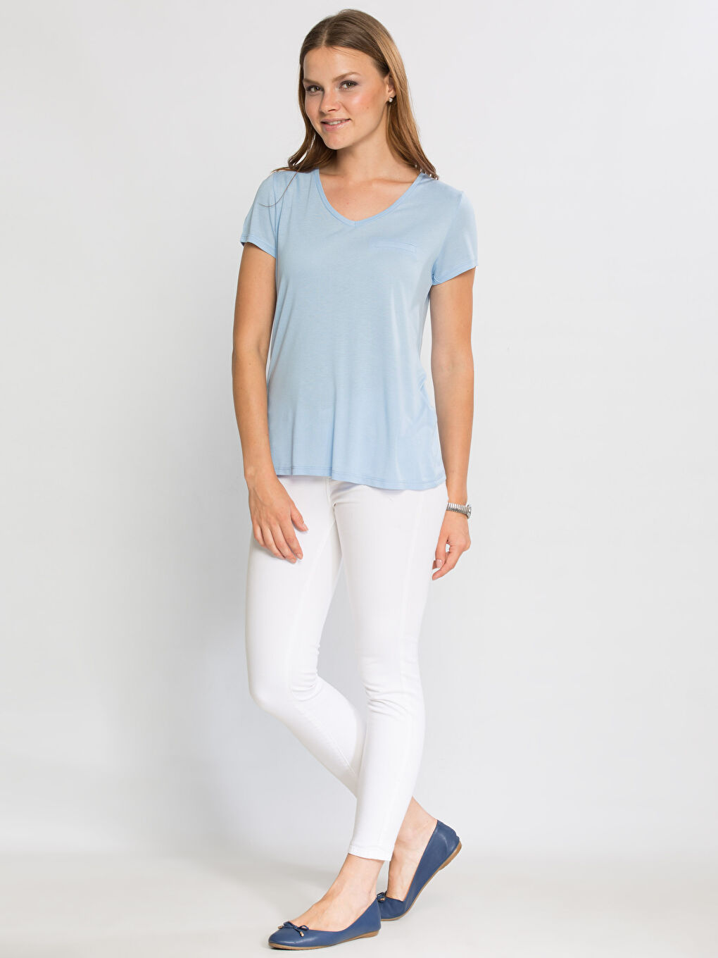 تي شيرت أزرق فاتح نساء-2