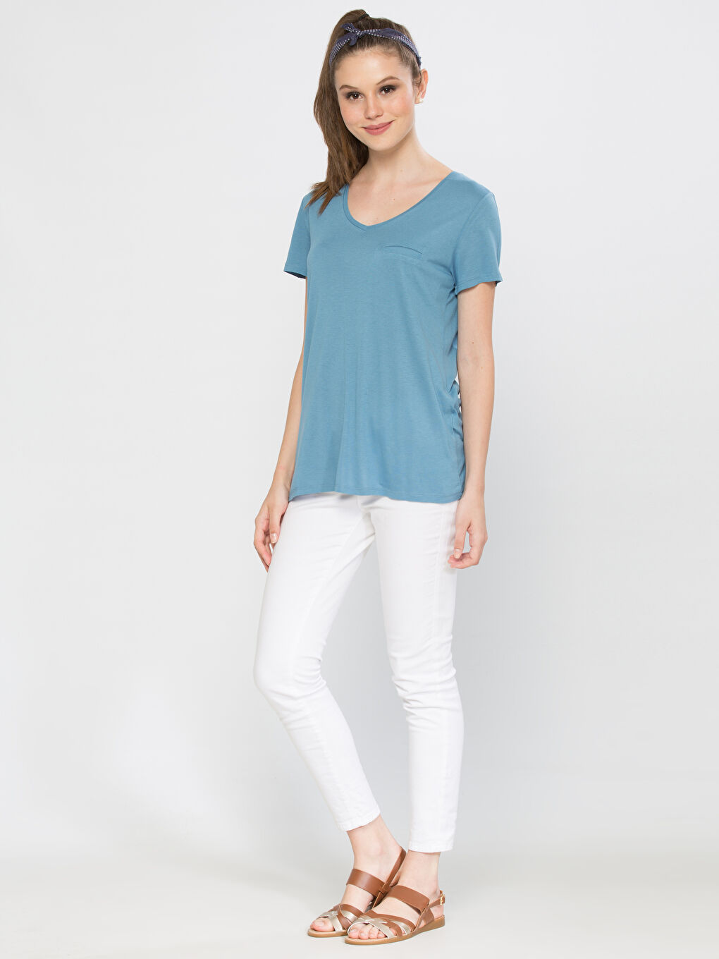 تي شيرت أزرق فاتح نساء-2