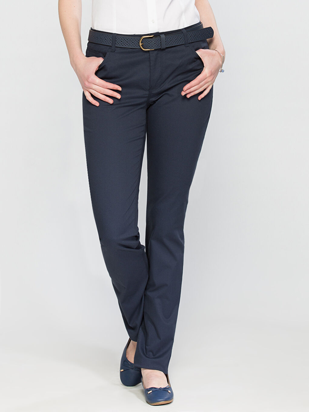 Lacivert Normal Bel Regular Fit Kadın Kumaş Pantolon