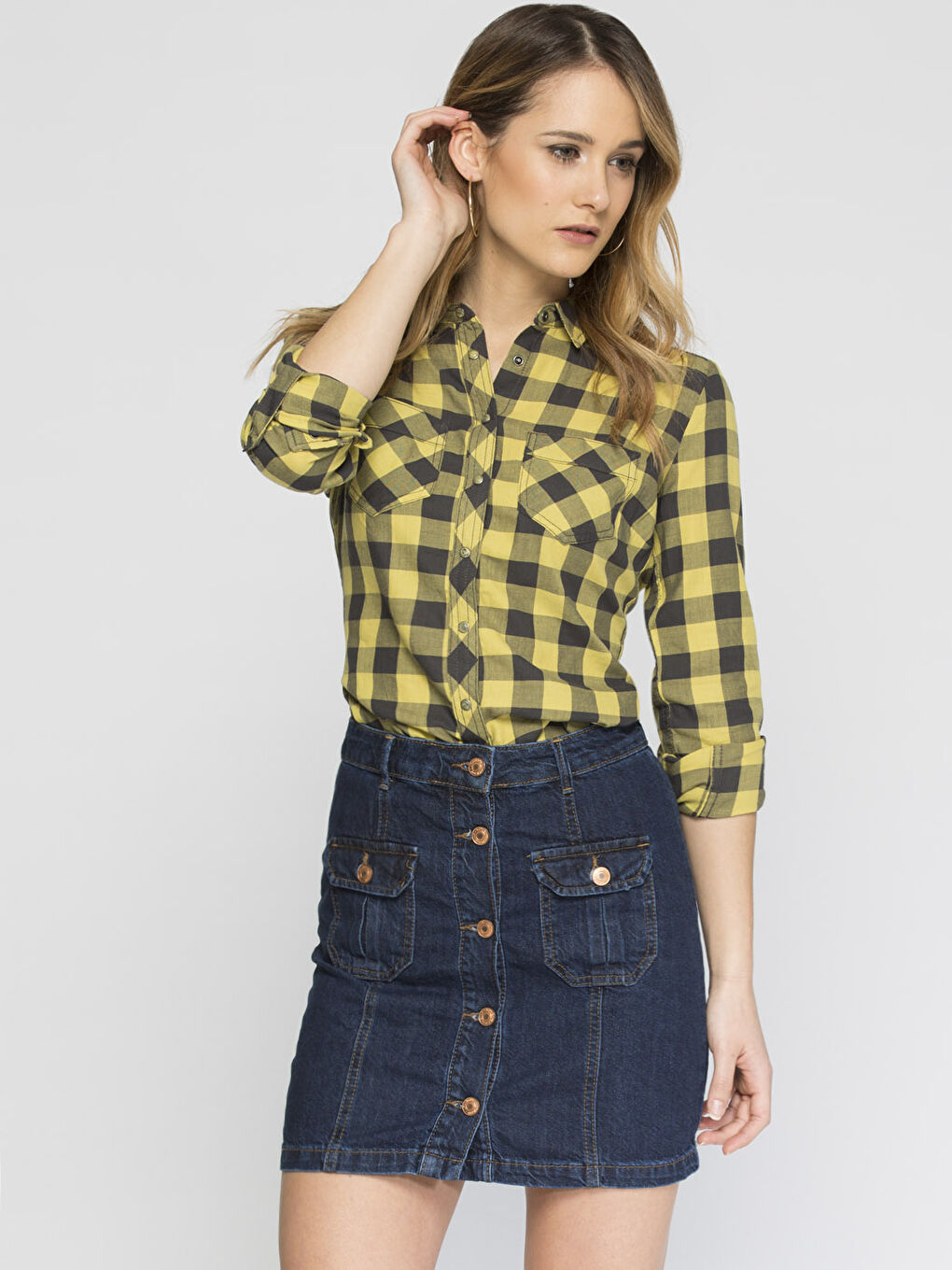 Sarı Ekose Gömlek