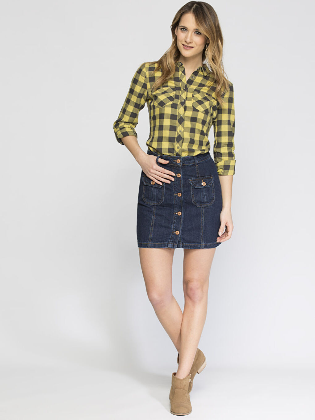 Sarı Ekose Gömlek-2