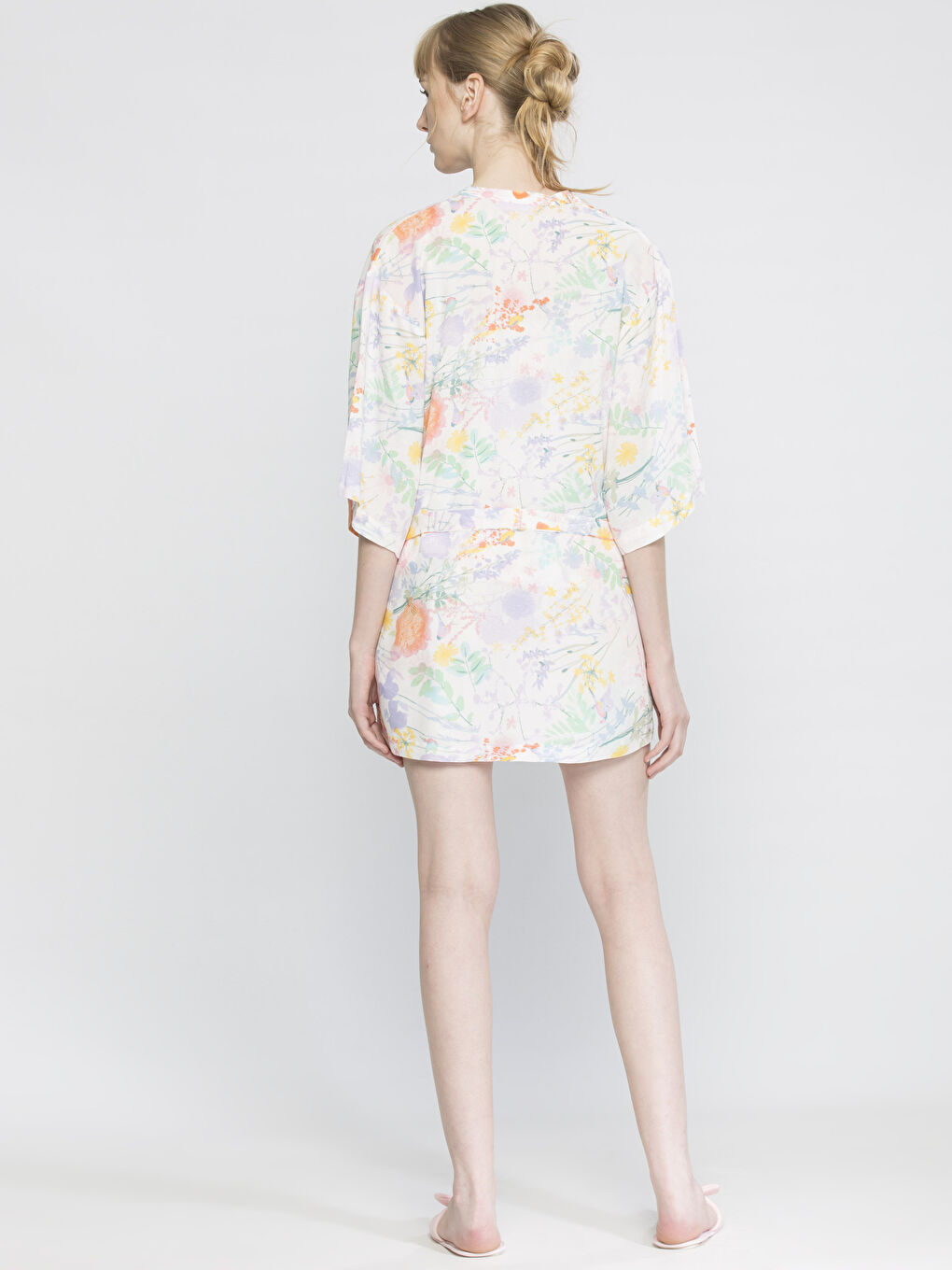 Ekru Baskılı Sabahlık-1