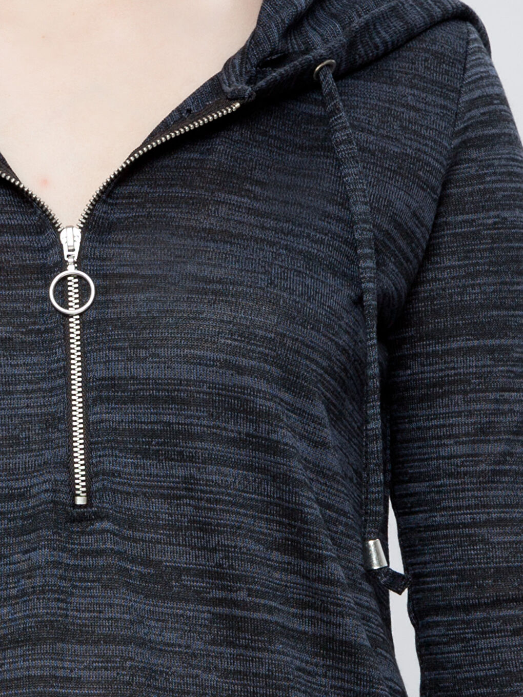 Худи Женское Однотонное С Длинным Рукавом На Молнии С Капюшоном-2