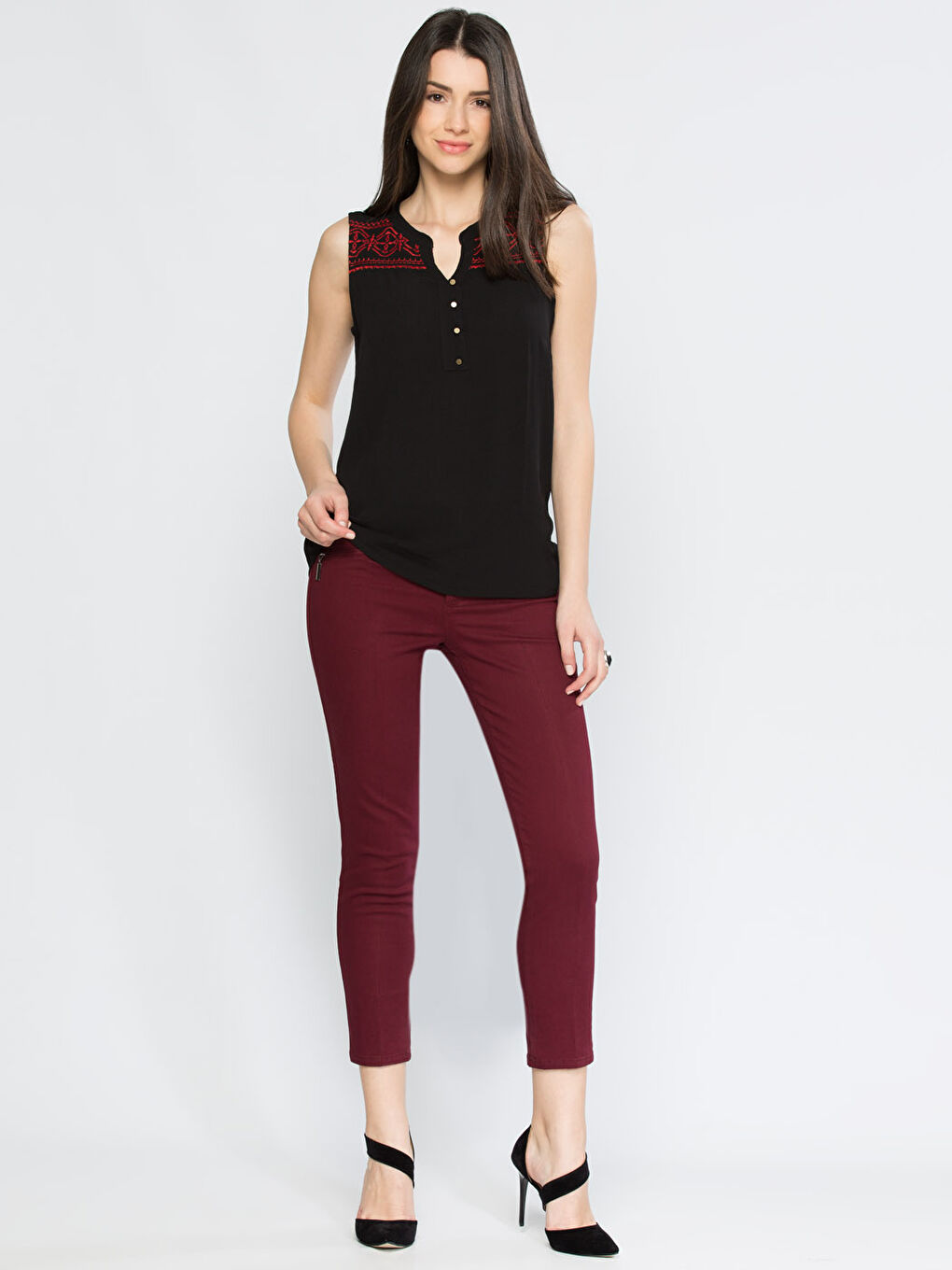 LCWAIKIKI Classic Woman BORDEAUX Trousers -6Y9071Z8-W3E