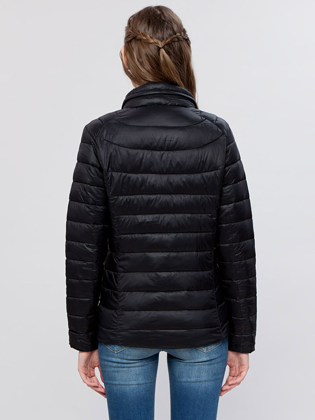 بالطو نسائي بياقة قمع وكم طويل عادي-2