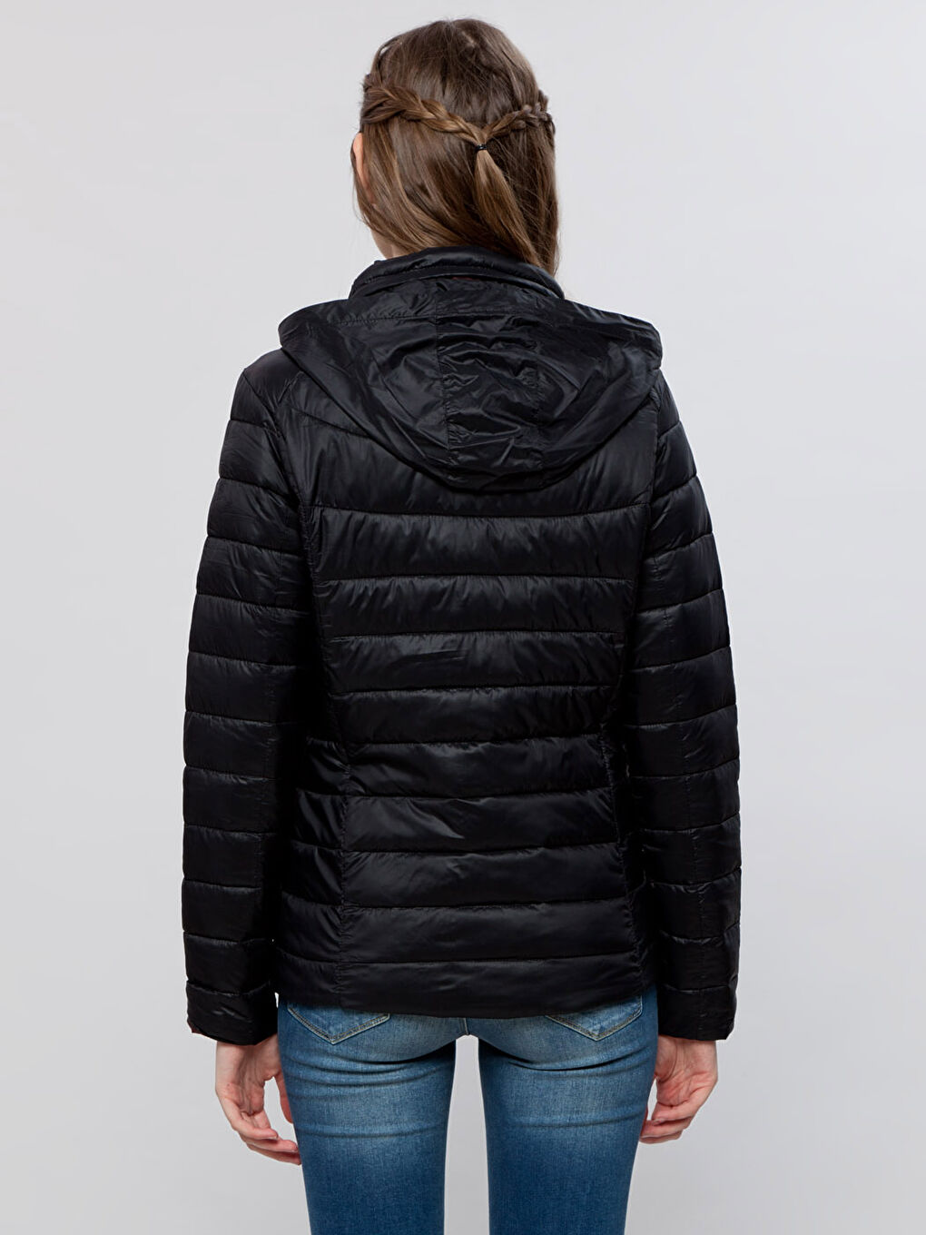 بالطو نسائي بياقة قمع وكم طويل عادي-3