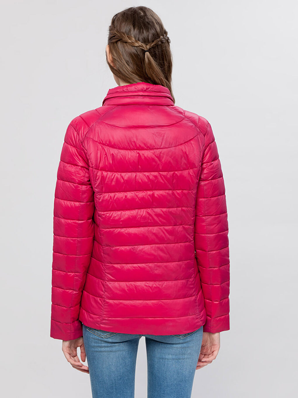 بالطو نسائي بياقة قمع وكم طويل عادي-2