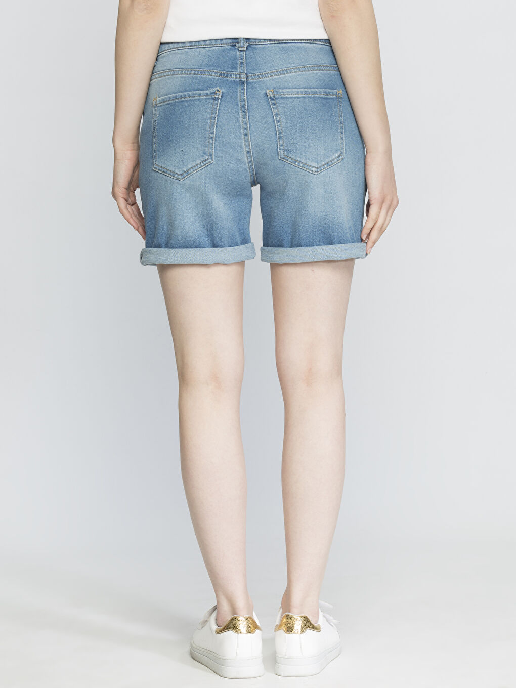 Açık İndigo Rodeo Jean Şort-1