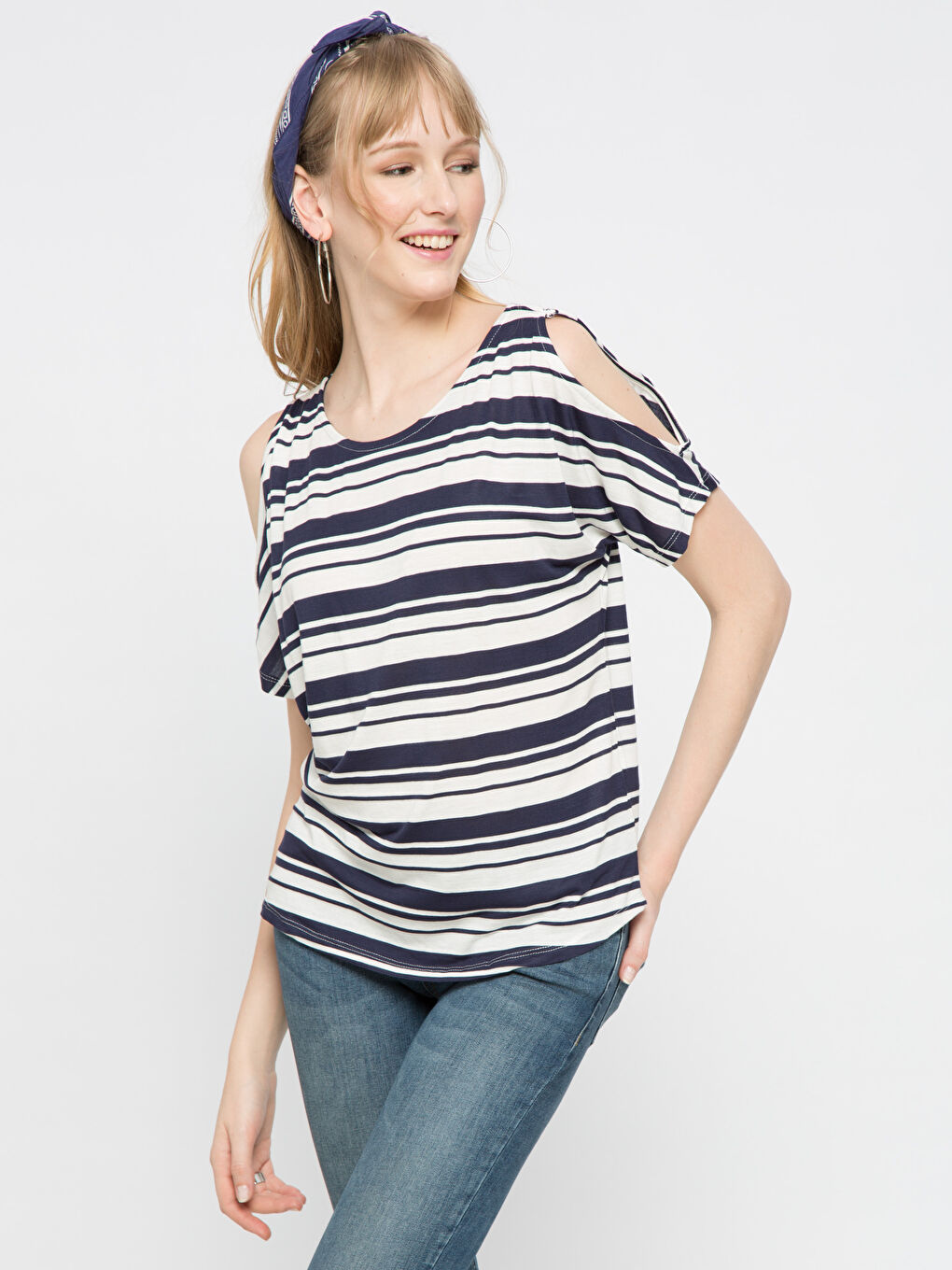 Lacivert Çizgili Tişört