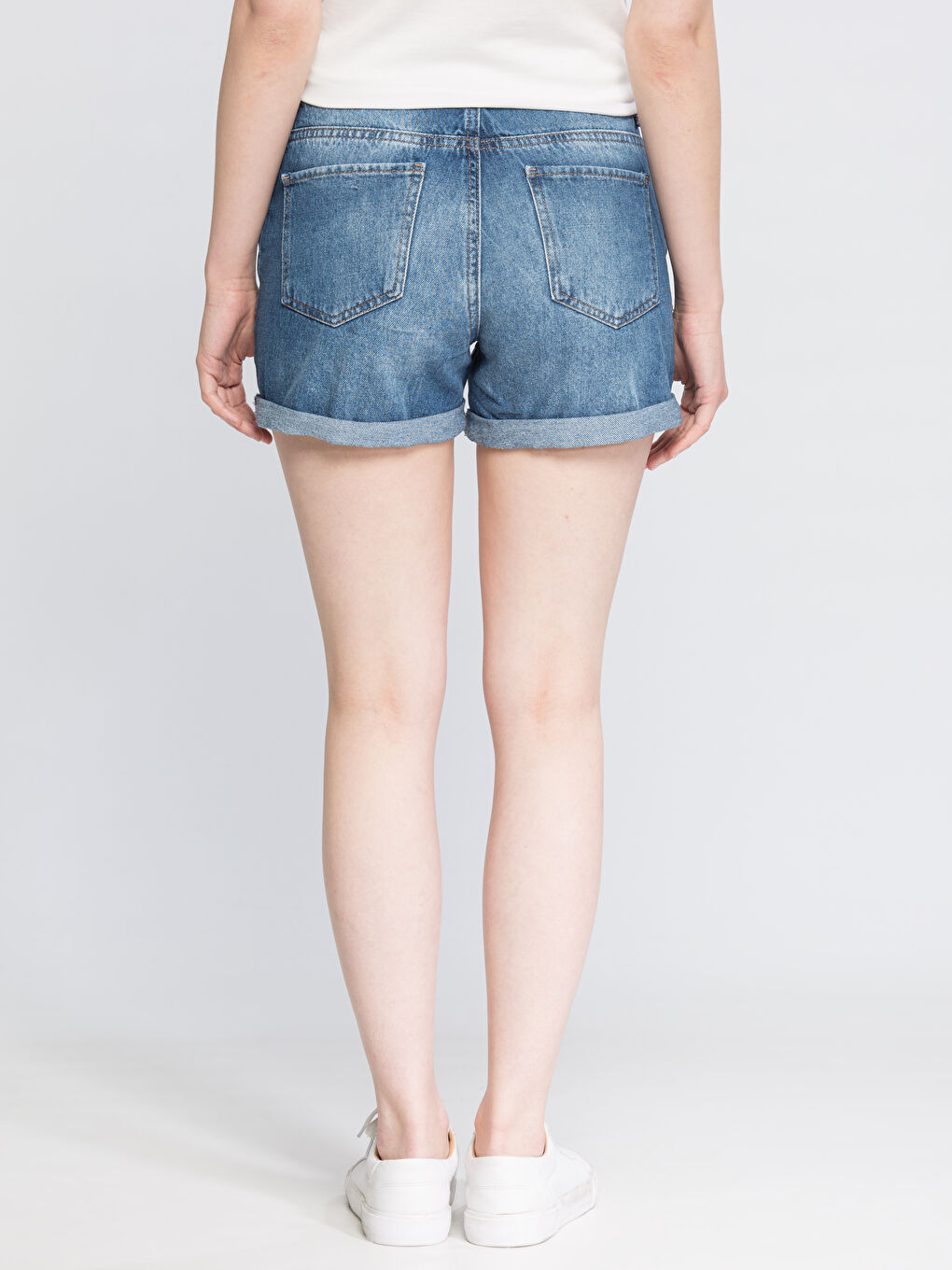 Orta İndigo Rodeo Jean Şort-1