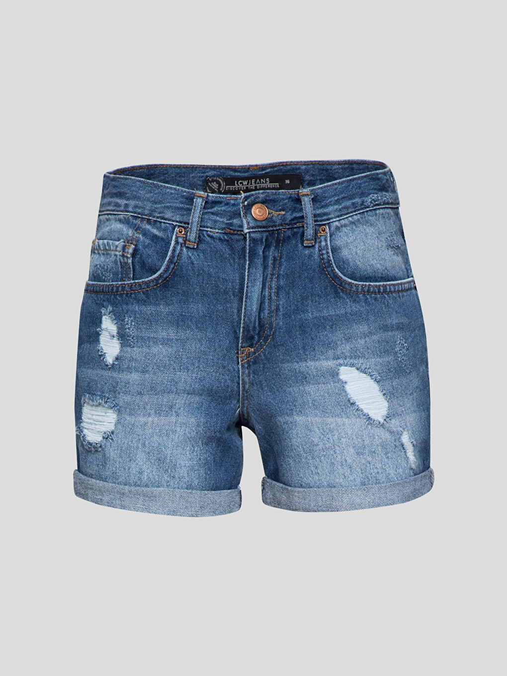 Orta İndigo Rodeo Jean Şort-3